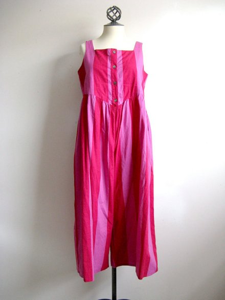 Laura Ashley Vintage 1980s Fuchsia Pink Striped Sleeveless Cotton Jumper Large via ShuuShuubyLulu 
