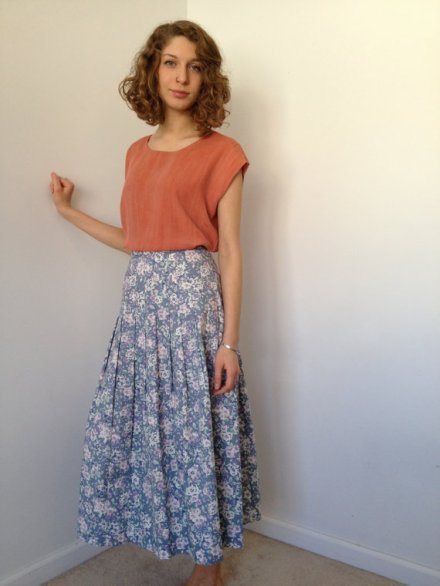vintage laura ashley cotton spring floral skirt m by vintspiration