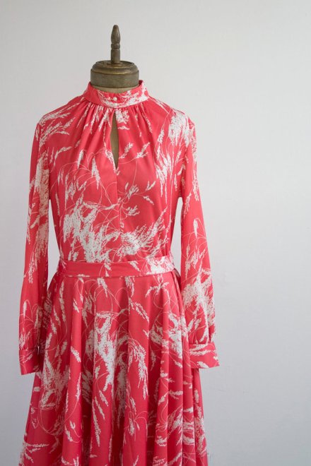 The Flamingo - Vintage Coral Pink and White Dress by briarwood 