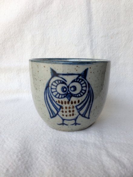 vintage tiny blue owl flower pot by fairandfreckled 
