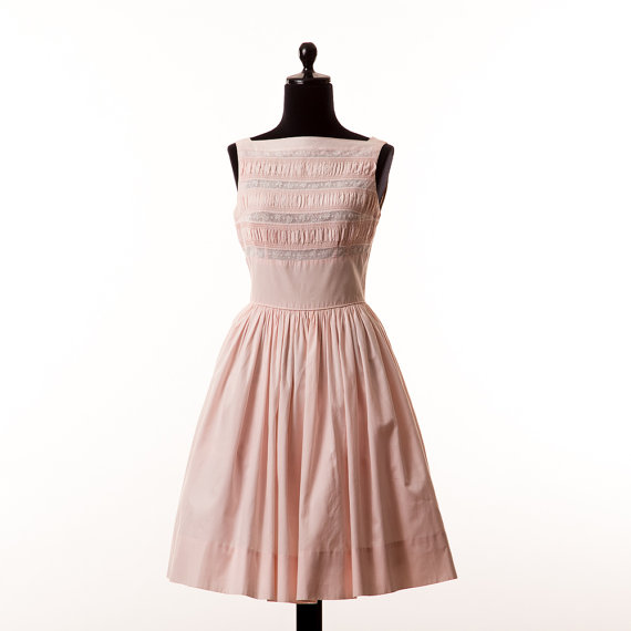 1950s Pink Cotton Dress/ Dirty Dancing Dress by petalpinkvintage