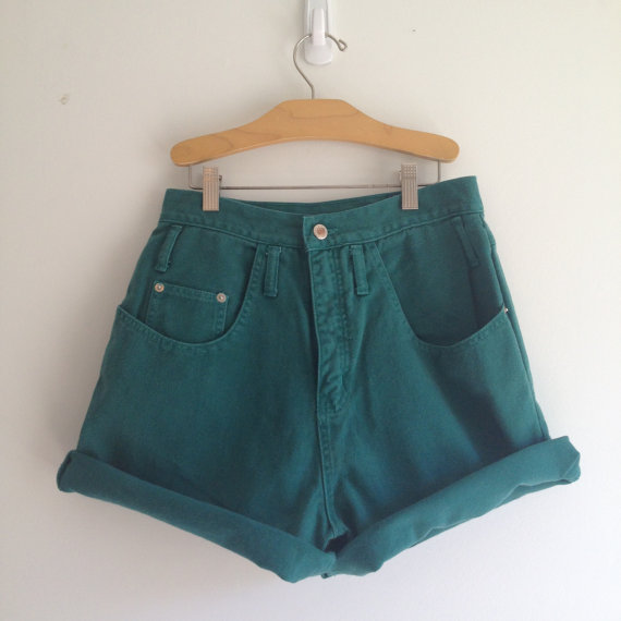 vintage 90s HUNTER GREEN high waisted shorts s
