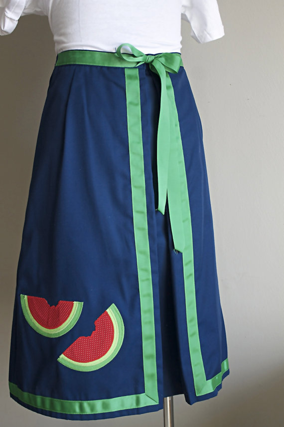 .70s A Line Watermelon Applique Skirt by prairiecreekvtg